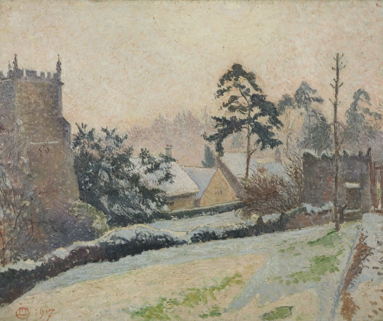 Snescene ved East Knoyle, Wiltshire, England af Lucien Pissarro