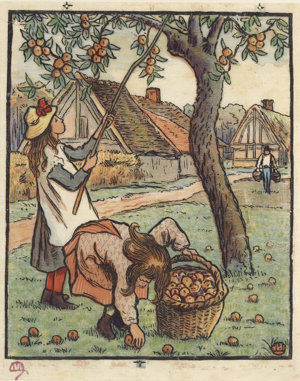 Æblehøsten, 1889 af Lucien Pissarro