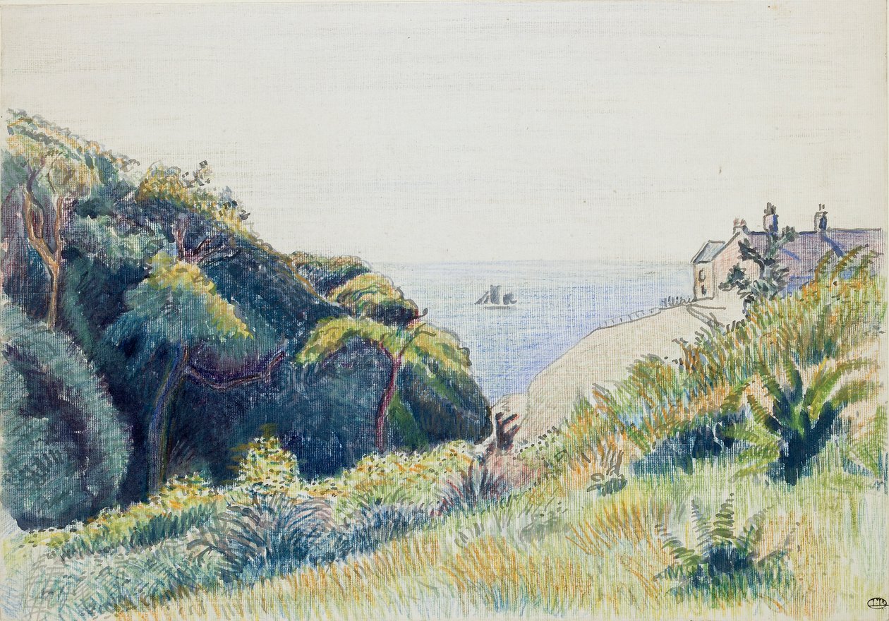Kystvagtens hus, Ecclesbourne, 1918 af Lucien Pissarro
