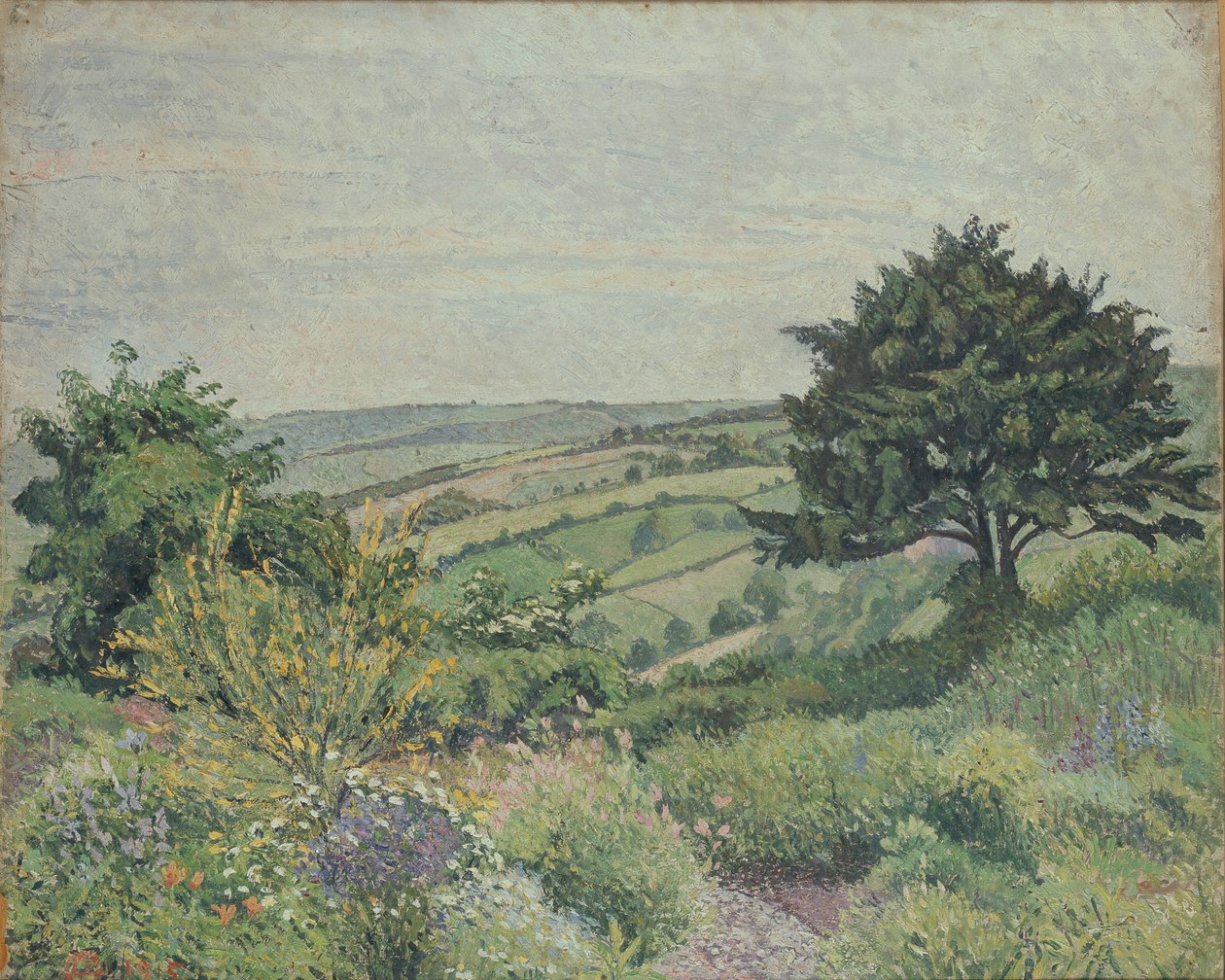 The Cottage Garden, Fishpond, 1915 af Lucien Pissarro