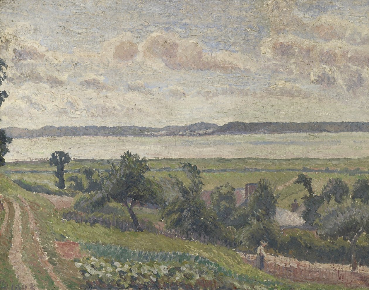 Udsigt over flodmundingen, Harfleur, 1903 af Lucien Pissarro