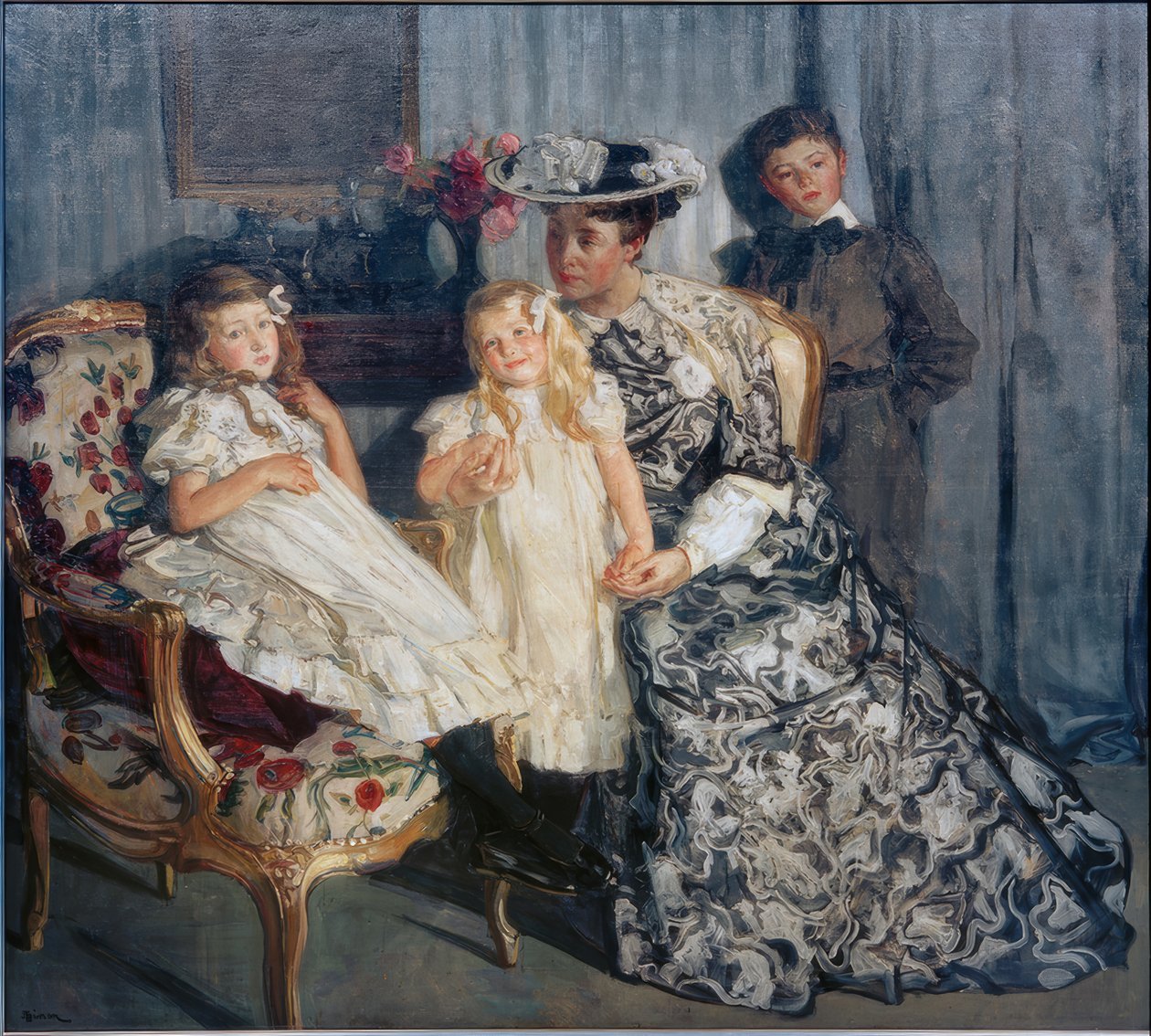 Madame Simon med sine børn af Lucien Simon
