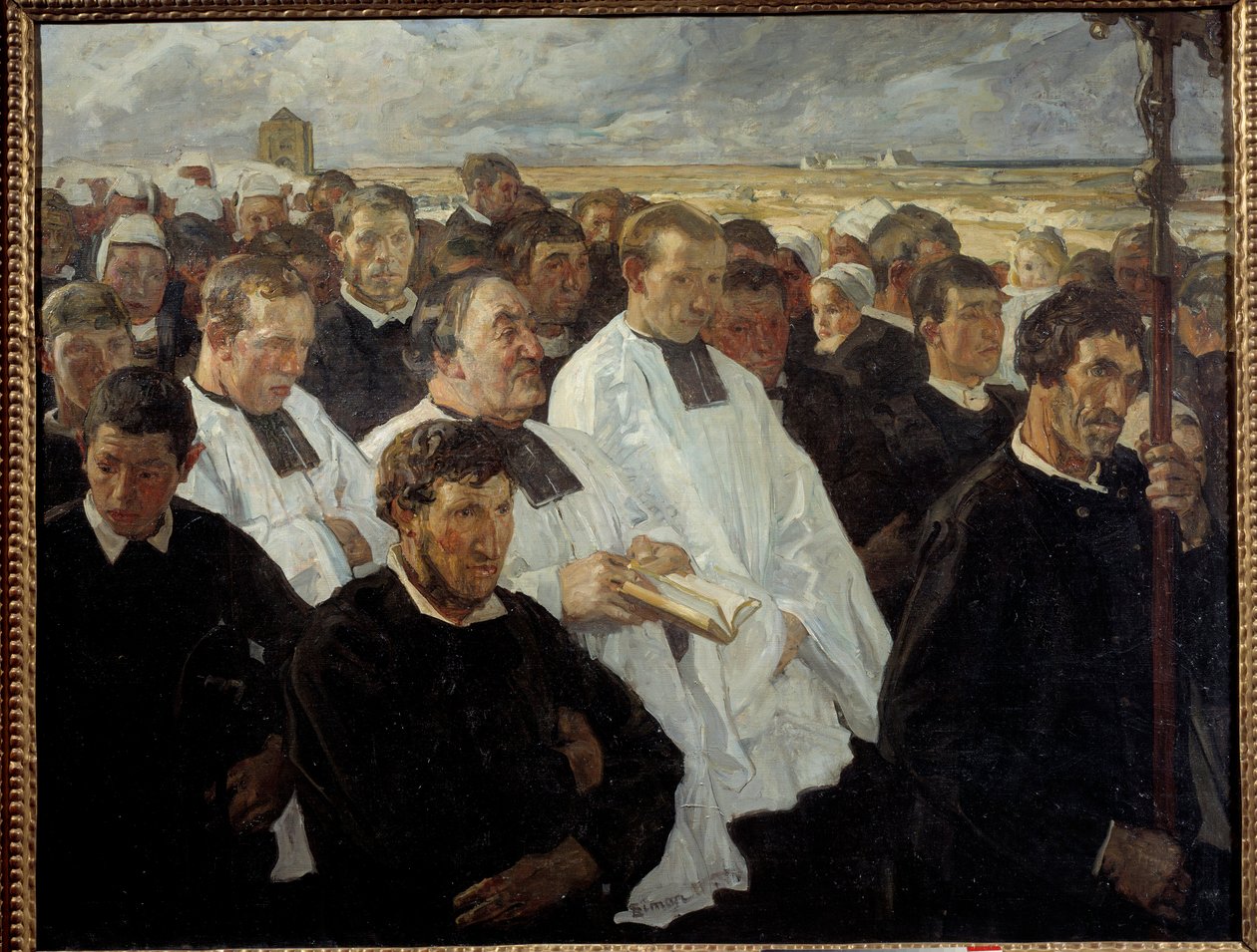 Procession til Penmarch i Bretagne Maleri af Lucien Simon (1861-1945) 1900 Søn. 1,36x1,75 m Paris, musee d