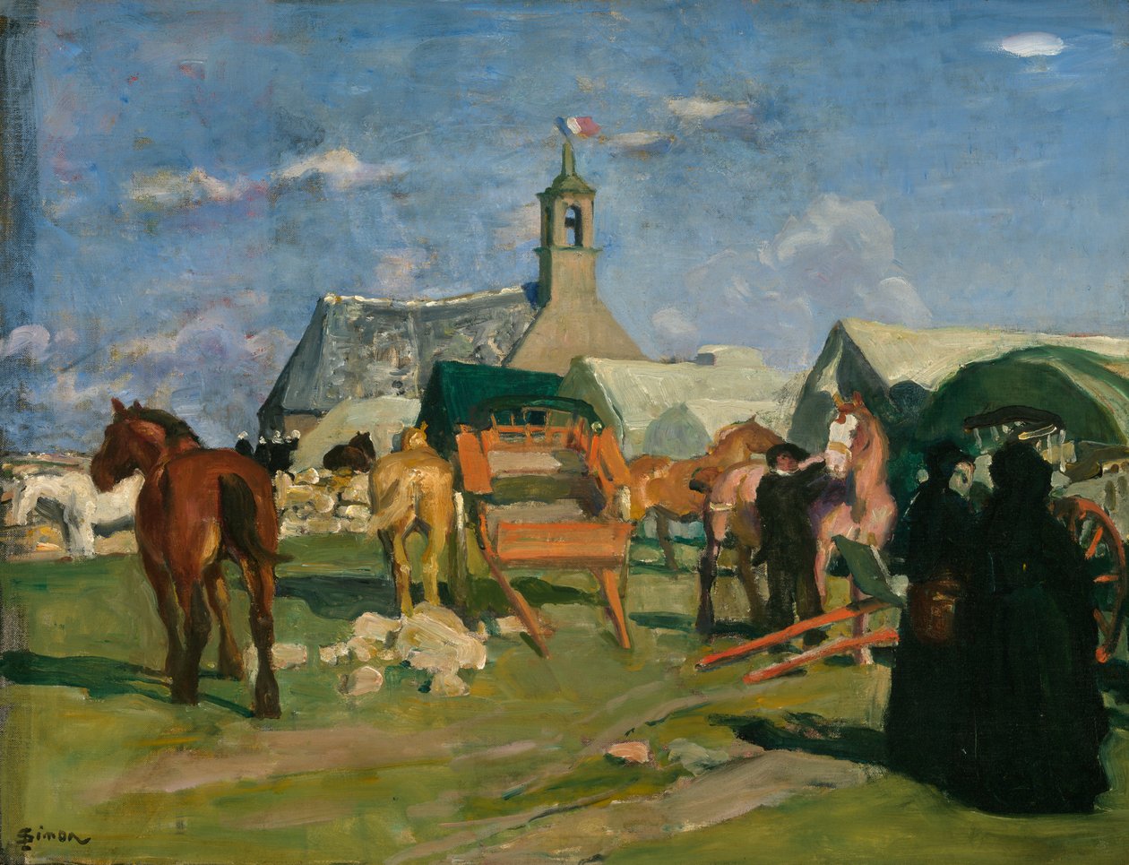 Lavastus / Pardon de Notre-Dame de bon voyage (Pointe du Raz), n. 1913 (öljy kankaalle) af Lucien Simon