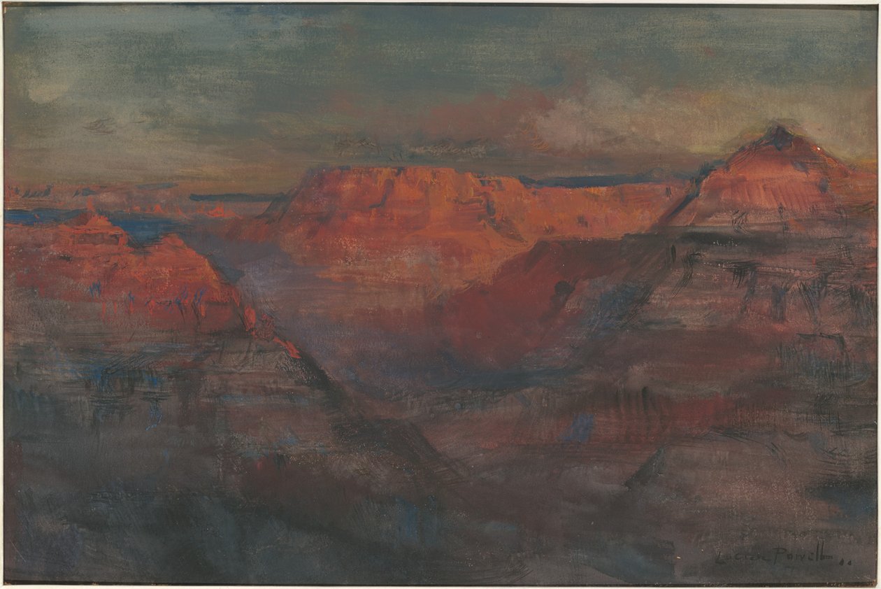 The Afterglow, Grand Canyon, Arizona, ca. 1904 (w/c & gouache på pap) af Lucien Whiting Powell