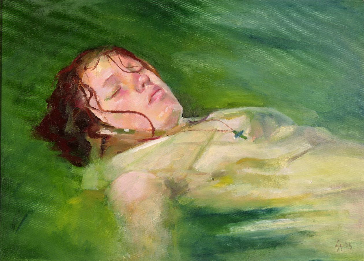 Girl drifting, 2004 (olie på lærred) af Lucinda Arundell