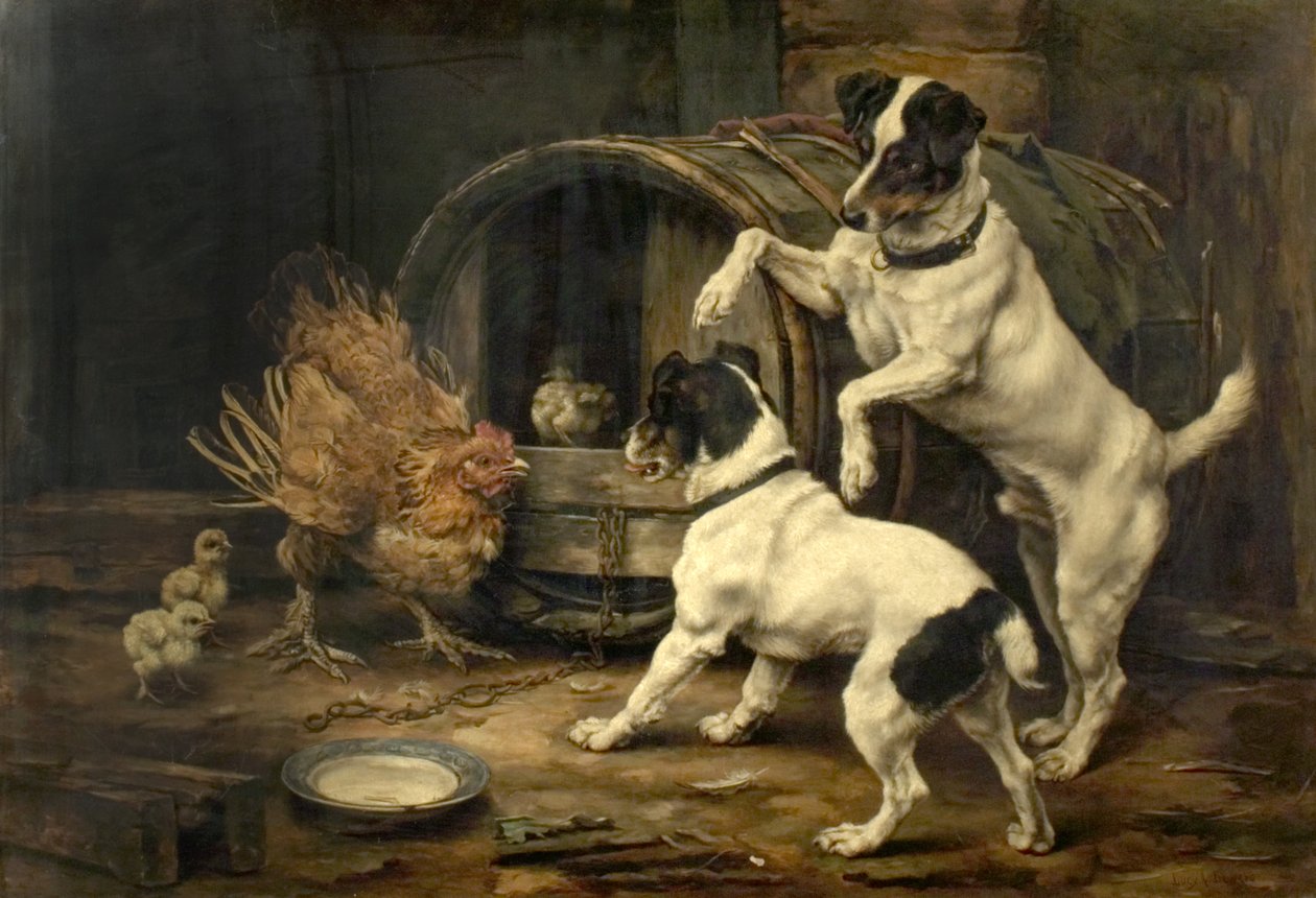 Et ængsteligt øjeblik, 1895 af Lucy Ann Leavers