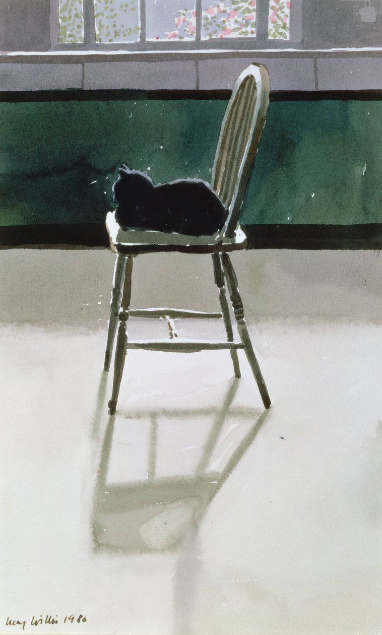 Kat på en stol, 1986 af Lucy Willis
