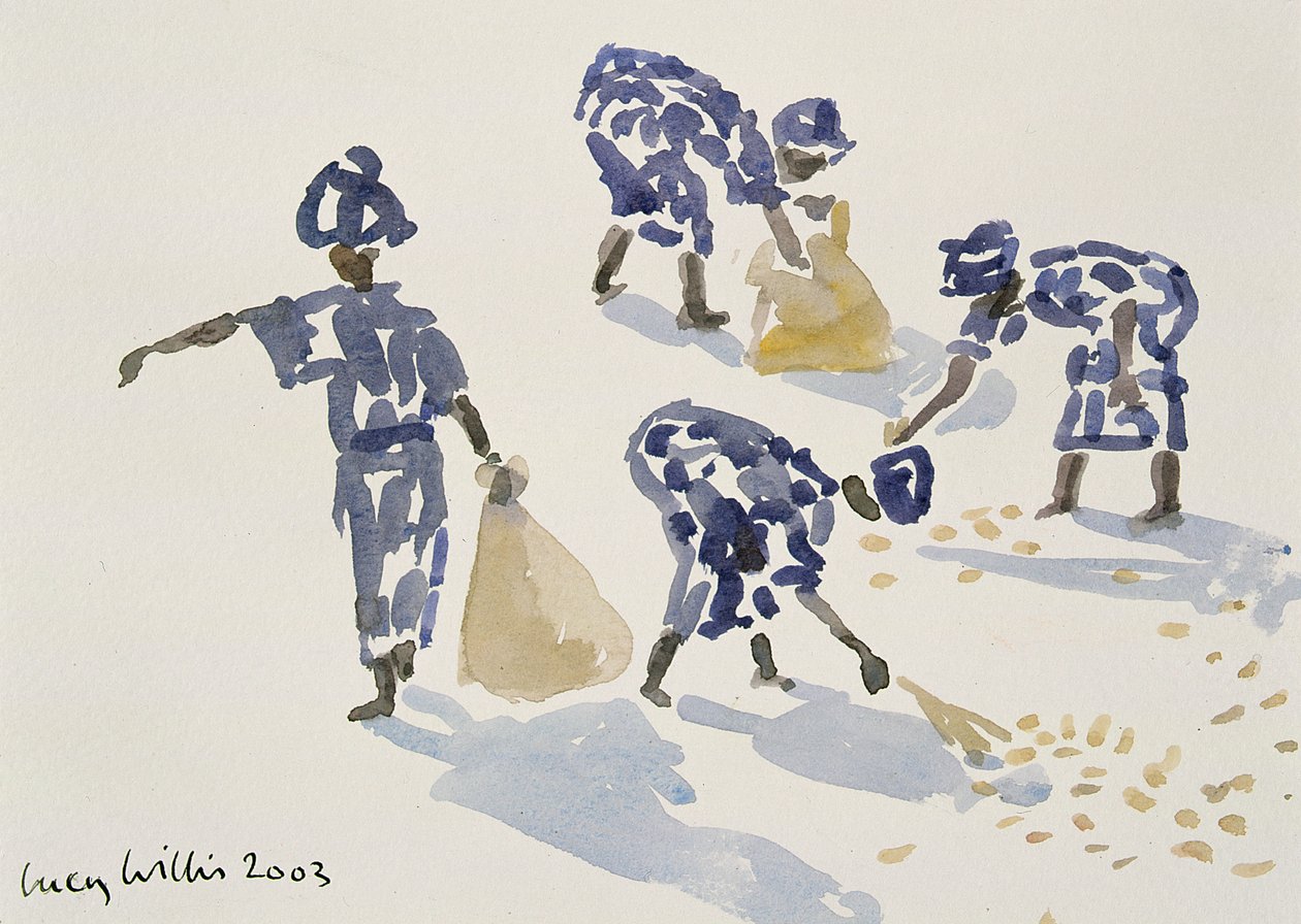 Clearing Leaves, Senegal, 2003 (wc på papir) af Lucy Willis