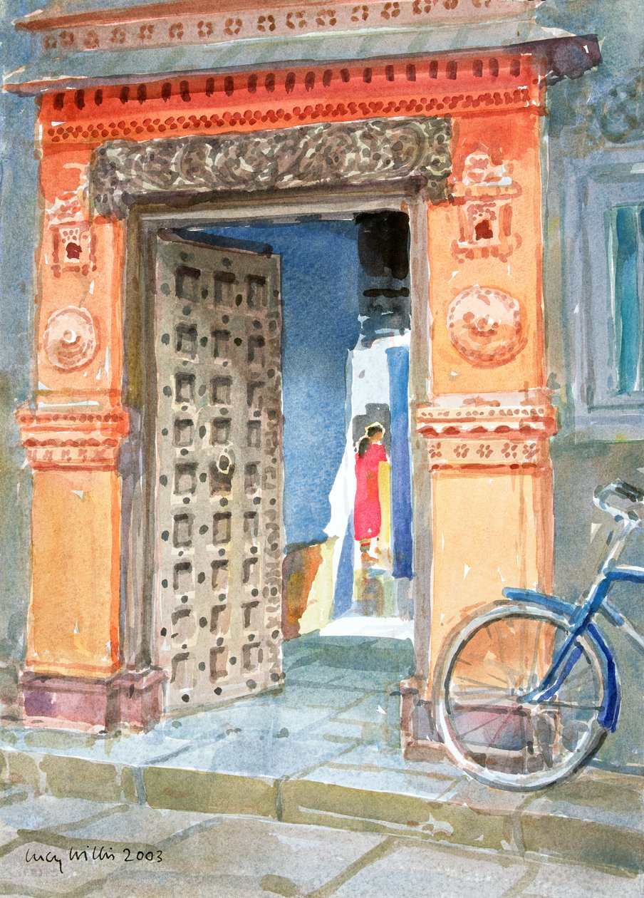 I den gamle bydel, Bhuj, 2003 (wc på papir) af Lucy Willis
