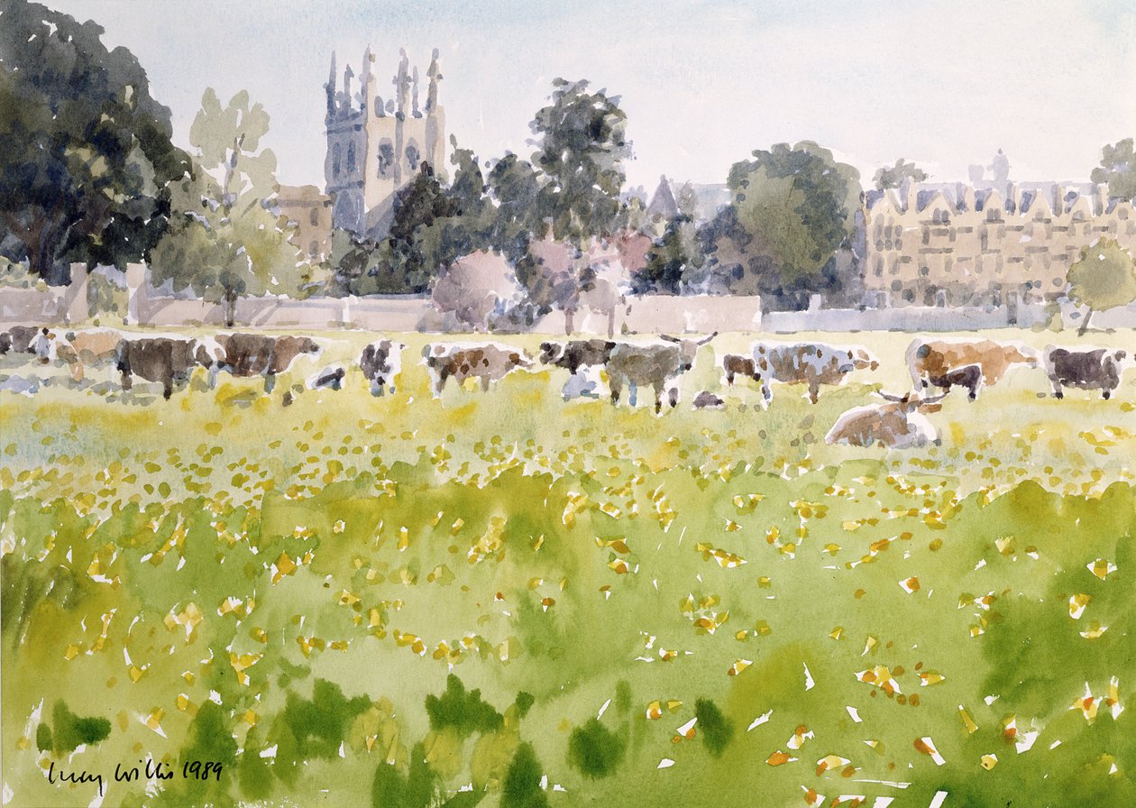 Looking Across Christ Church Meadows, 1989 (wc på papir) af Lucy Willis