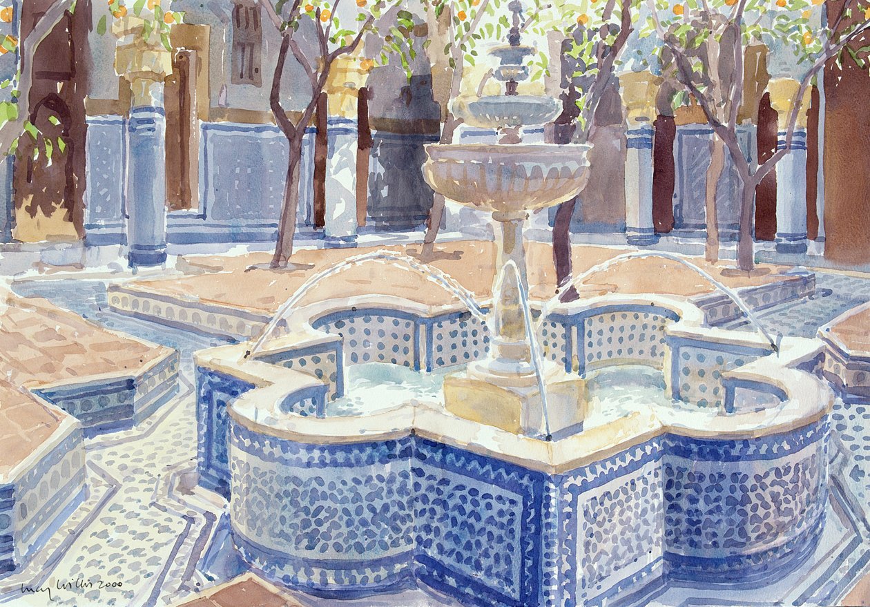 The Blue Fountain, 2000 (wc på papir) af Lucy Willis