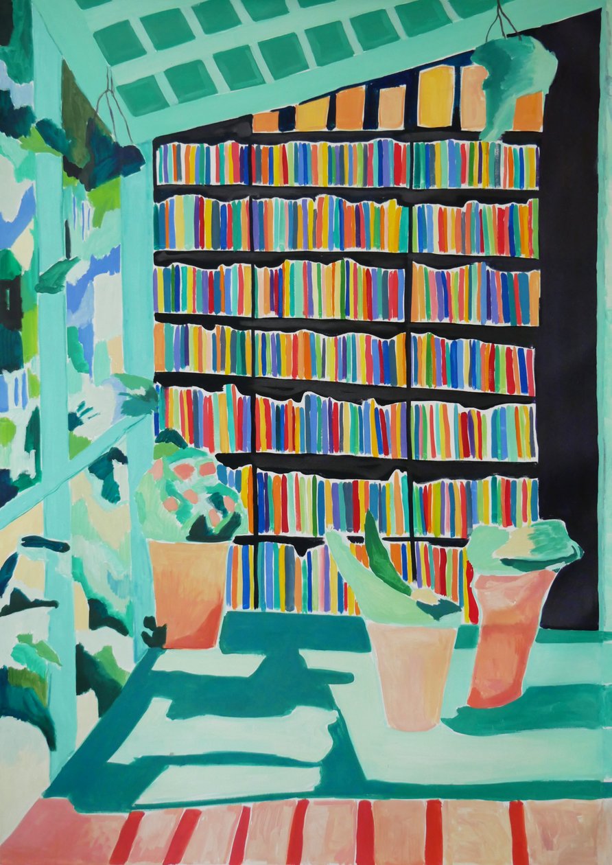 Libary, 2023 (olie på lærred) af Lucy Smallbone