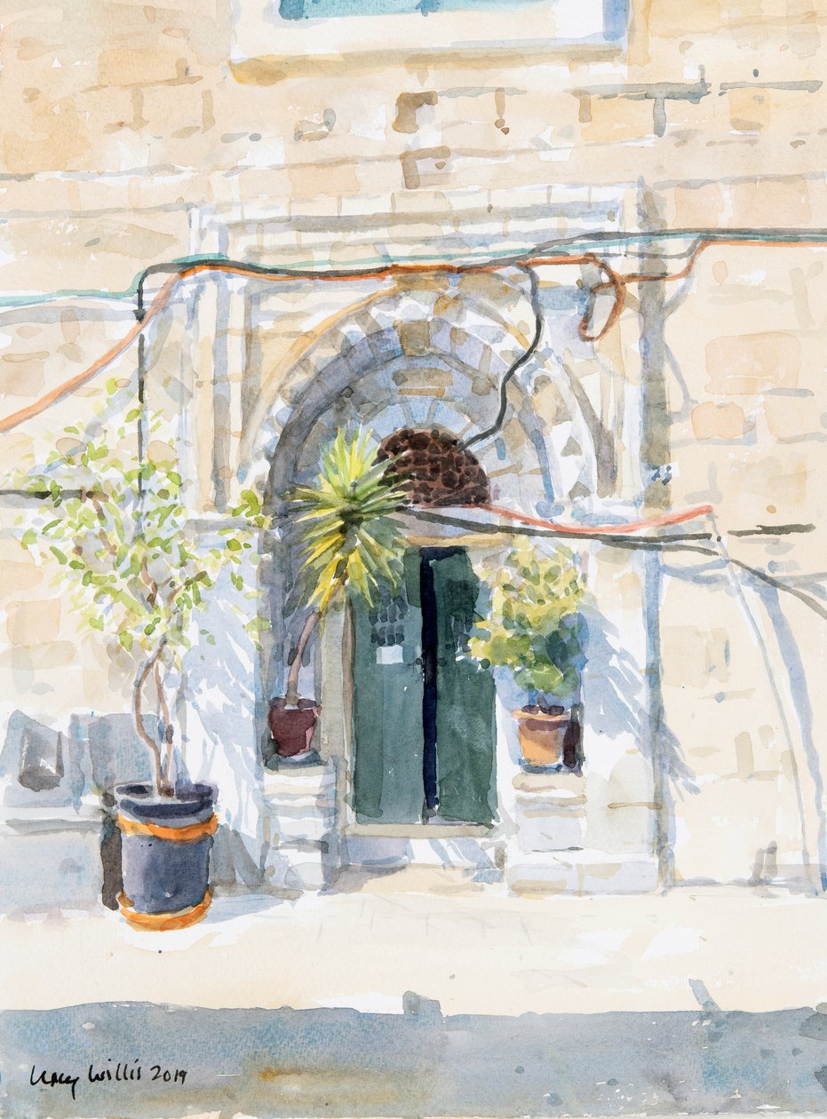 I The Muslim Quarter, Jerusalem, 2019 (w/c på papir) af Lucy Willis