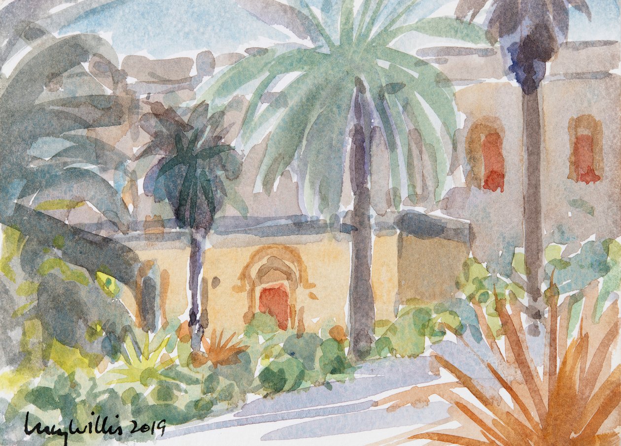 The Benedictine Abbey, Abu Ghosh, Isreal, 2019 (w/c på papir) af Lucy Willis
