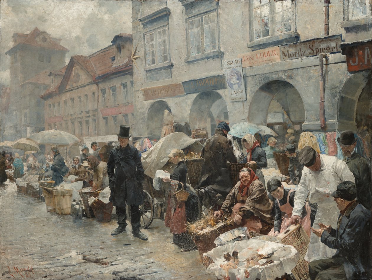 Æggemarkedet i Prag, 1888 af Ludek or Ludwig Marold