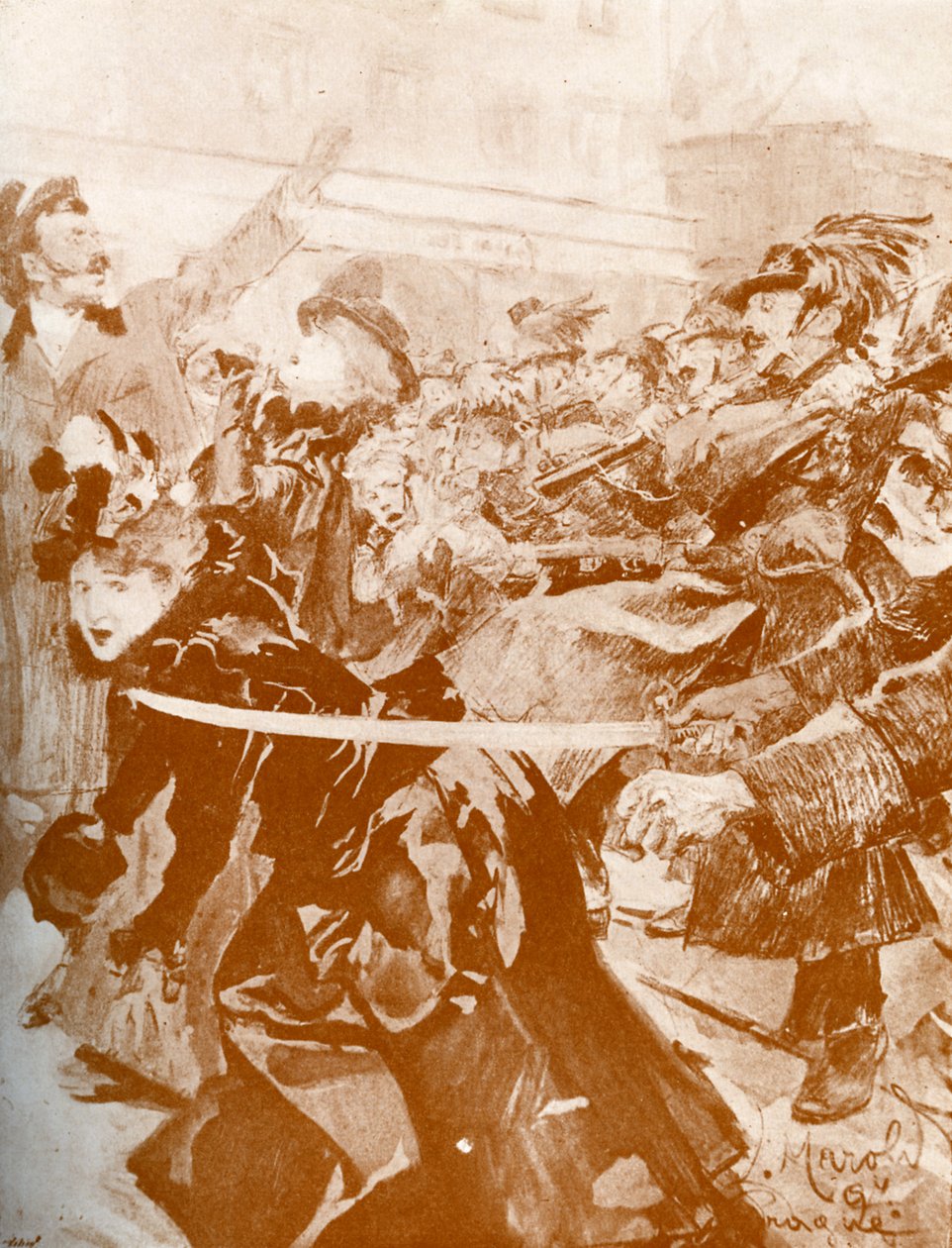 Demonstration (Prag 1897) - Tjekkisk karikatur af Ludek or Ludwig (after) Marold