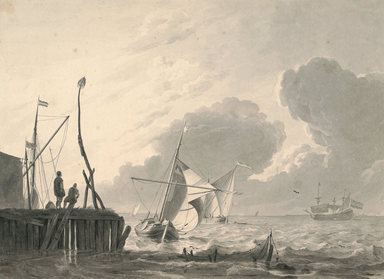 Havn på havet i indsamling af tordenvejr af Ludolf Bakhuizen