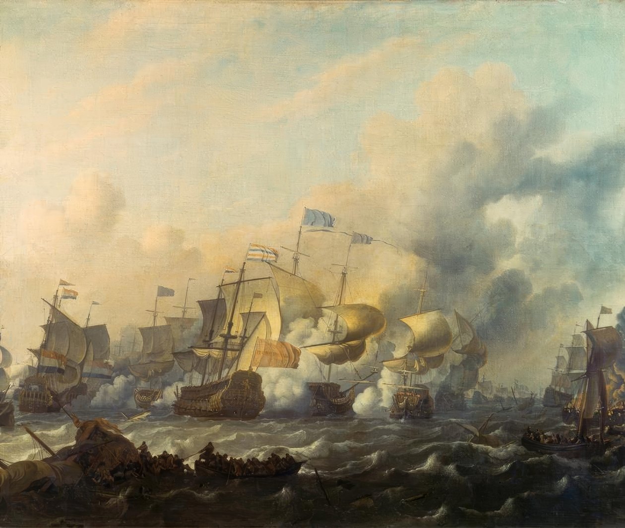 Et søslag mellem hollænderne og englænderne af Ludolf Backhuysen