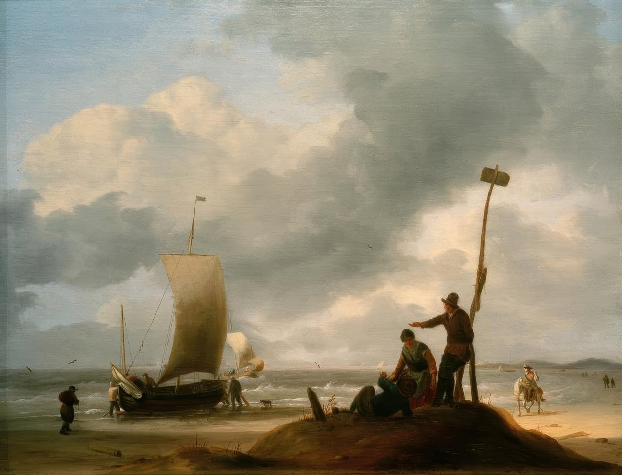 Strand med fiskerbåde af Ludolf Backhuysen