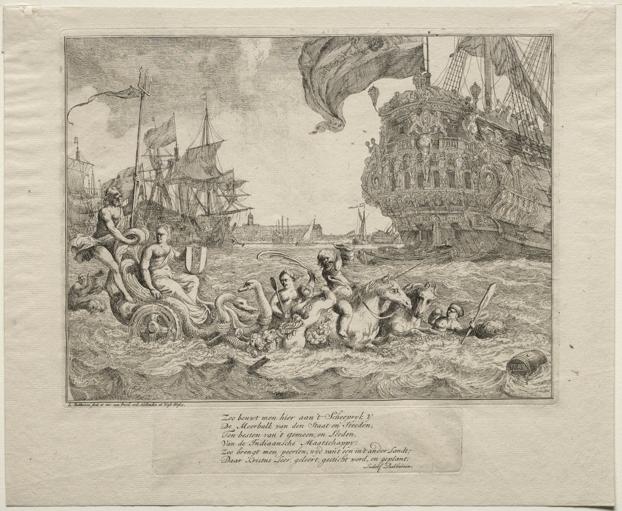 Personificeringen af Amsterdam Ridning i Neptunes Vogn, 1701. af Ludolf Backhuysen