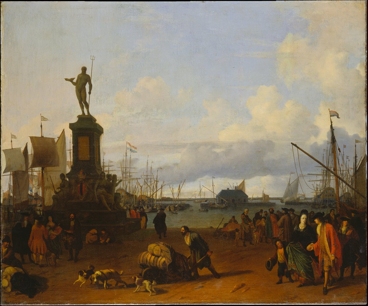 Udsigt over Amsterdams havn ved floden IJ af Ludolf Backhuysen