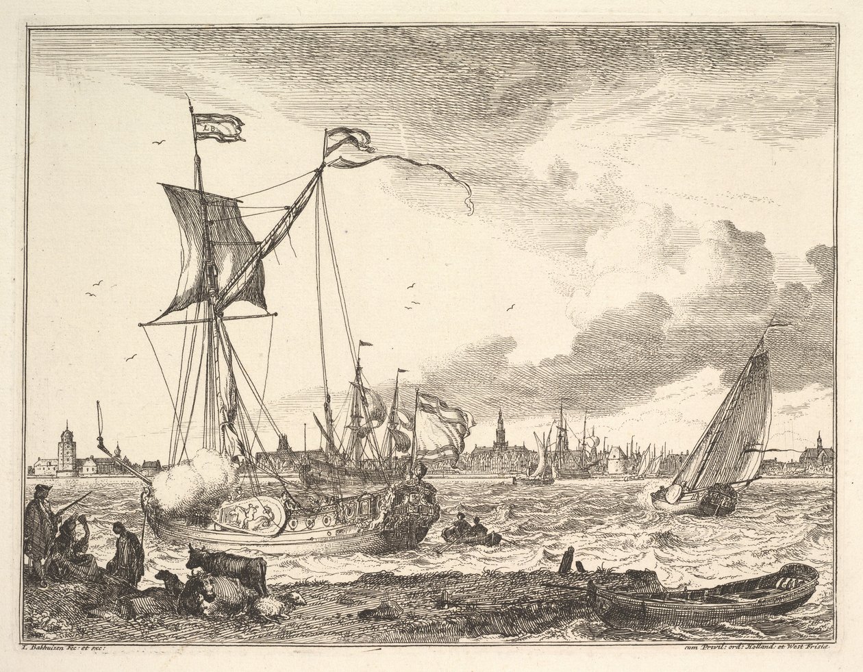 Havnescene. af Ludolf Backhuysen I