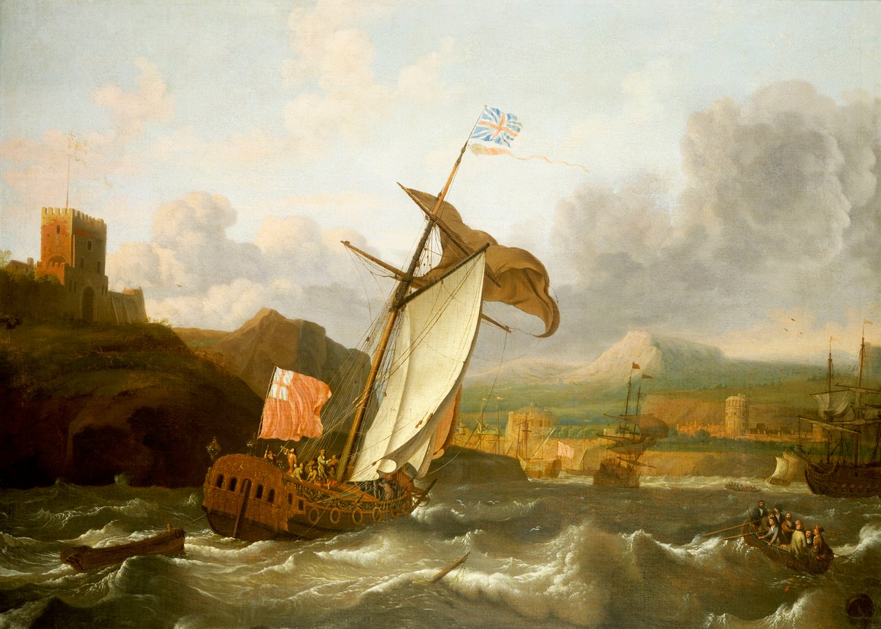 En engelsk yacht, der sejler ind i Plymouth, slutningen af det 17. århundrede (olie på lærred) af Ludolf Bakhuizen