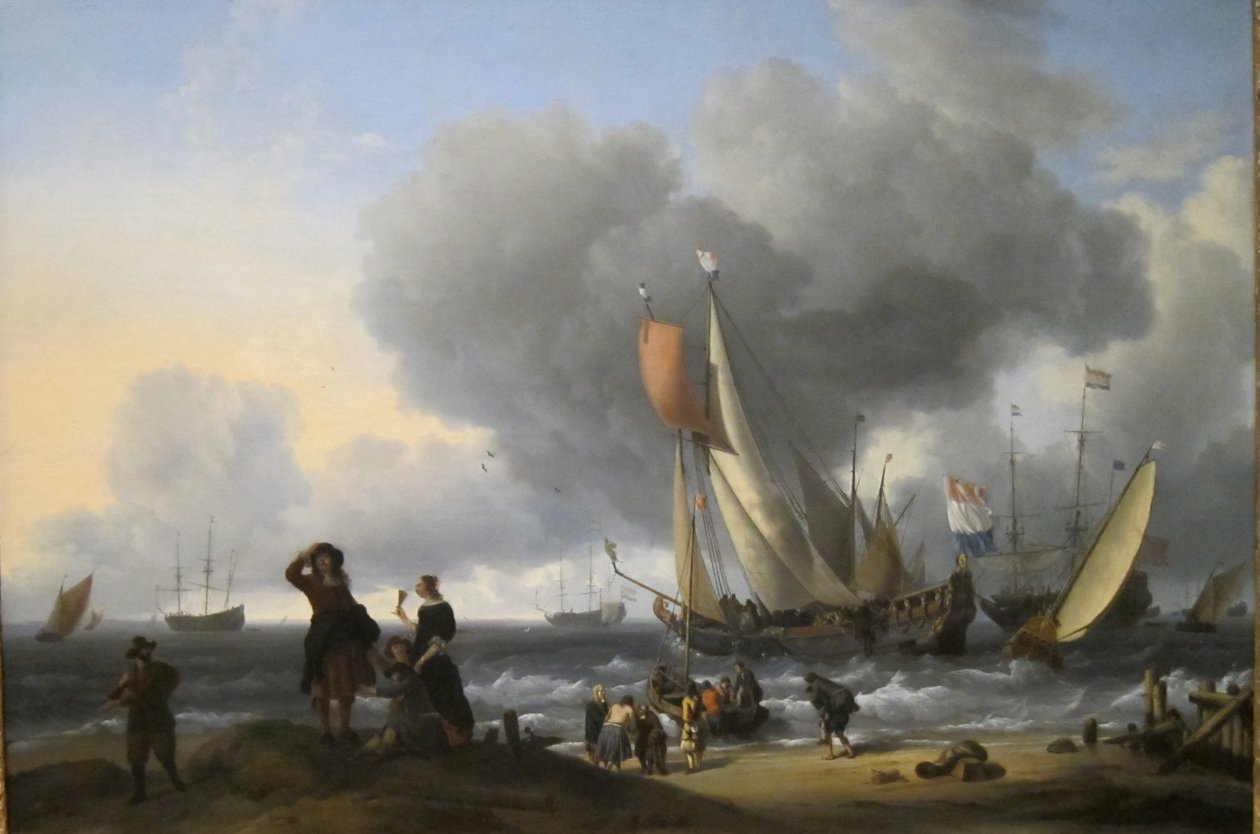 Hollændere går om bord på en yacht af Ludolf Bakhuizen