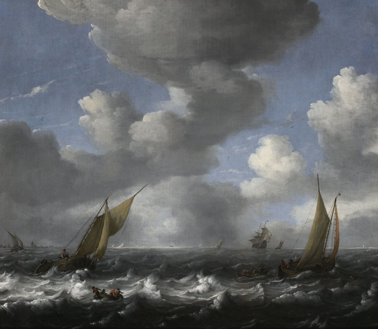 Havlandskab med fiskerbåde af Ludolf Bakhuizen