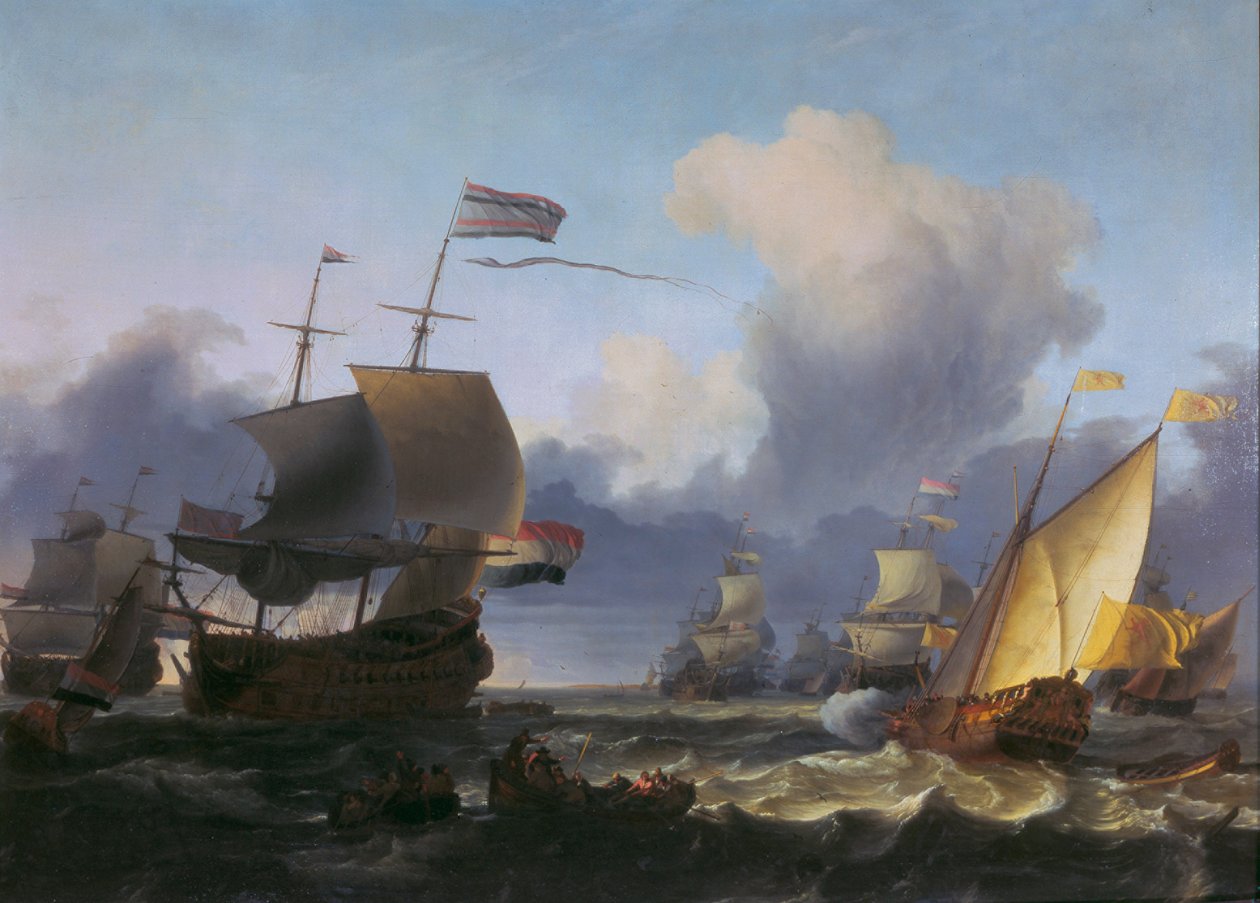 Overdragelsen af kommandoen til admiral de Ruyter ud for Texels kyst, 18. juni 1665 af Ludolf Bakhuizen