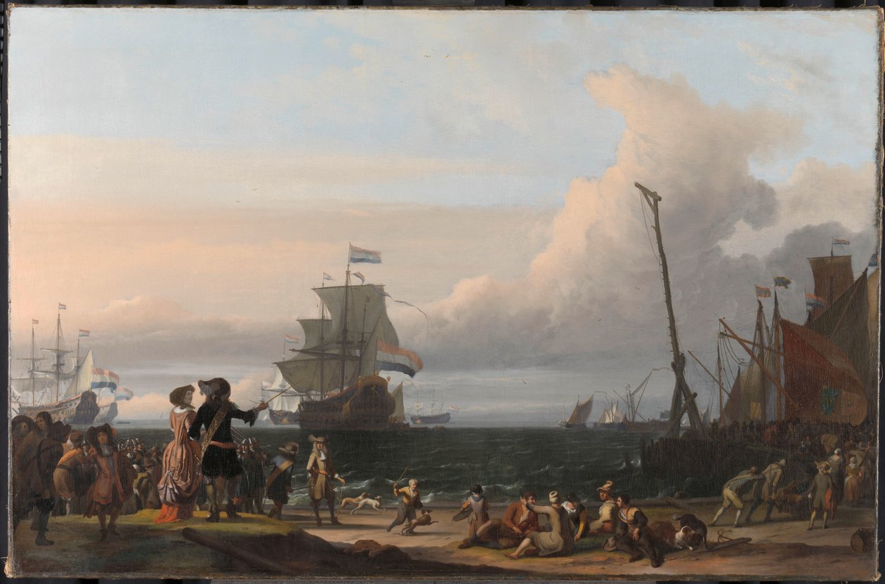 hollandske Skibe paa Texels Veje; i midten 