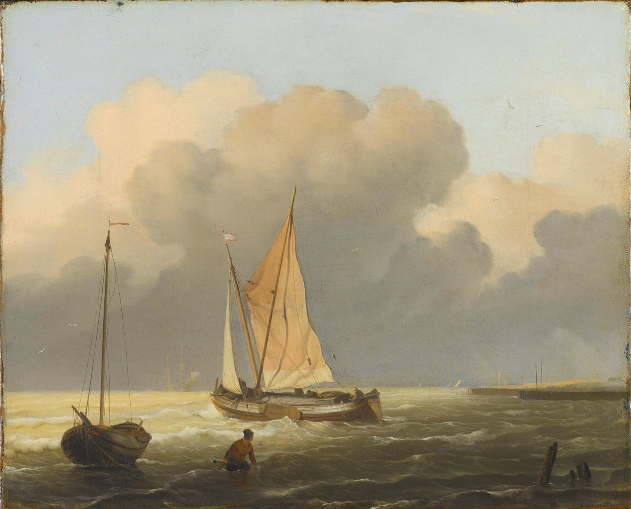 Havet ud for kysten med Spritsail Pram af Ludolf Bakhuysen