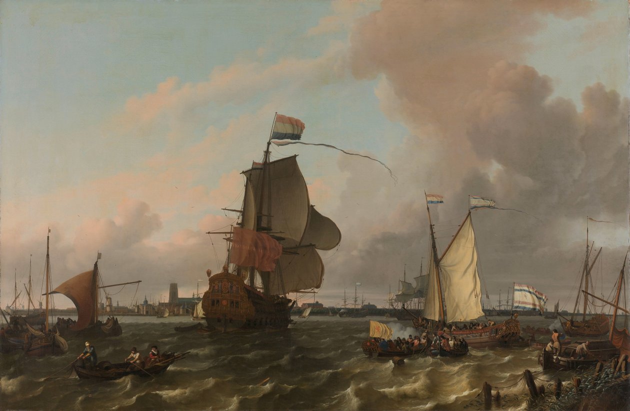 The Man-of-War Brielle ved floden Maas ud for Rotterdam Fregatten 