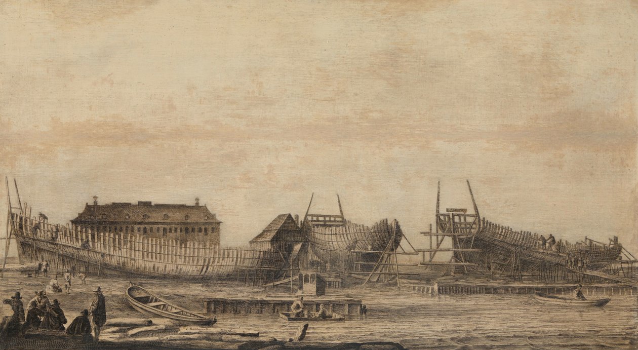 Amsterdam Admiralitetets skibsværft af Ludolf Bakhuysen