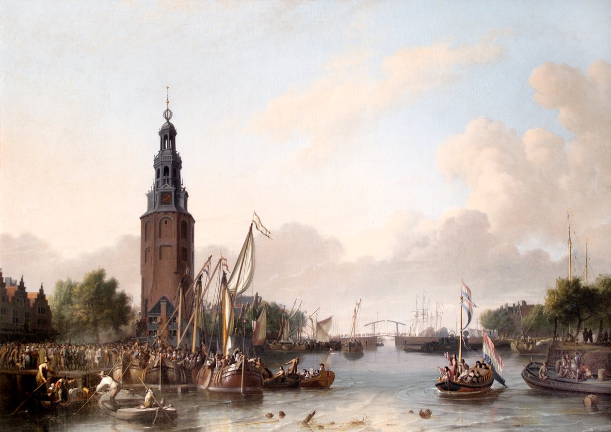 En mand af rang går om bord i Amsterdam af Ludolf I Backhuysen