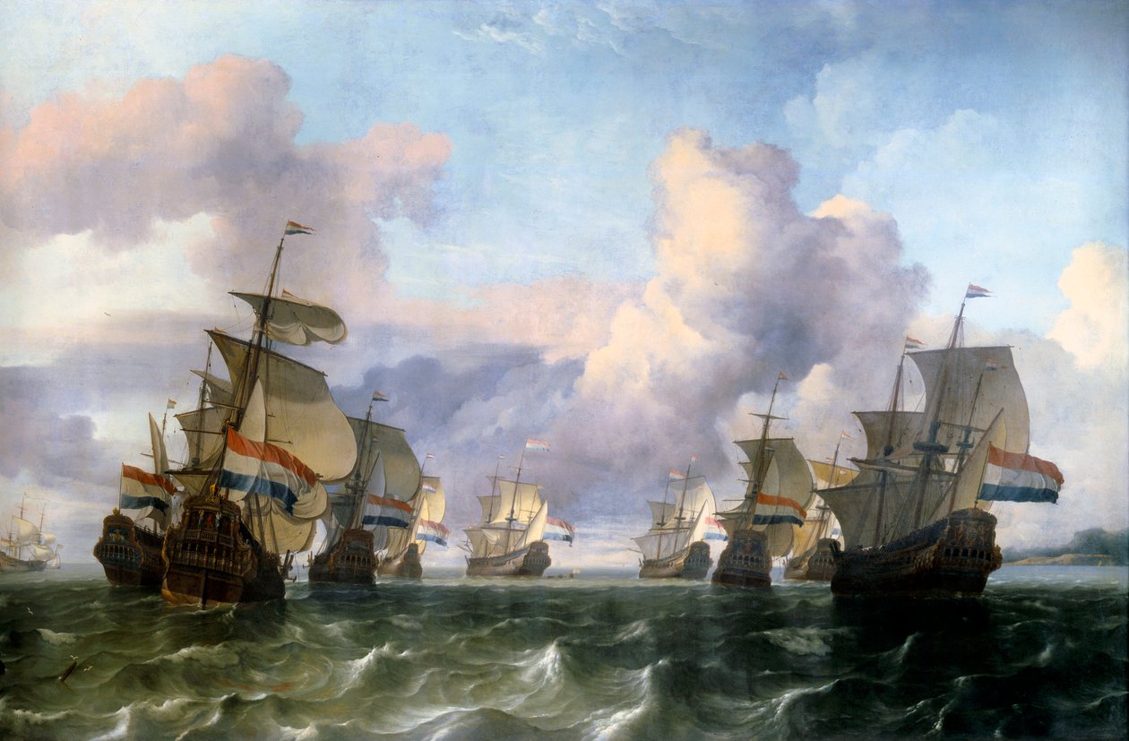 hollandske fløj af det indiske kompagni. Maleri af Ludolf Backhuysen (1631-1708) Ec. Hol. af Ludolf I Backhuysen