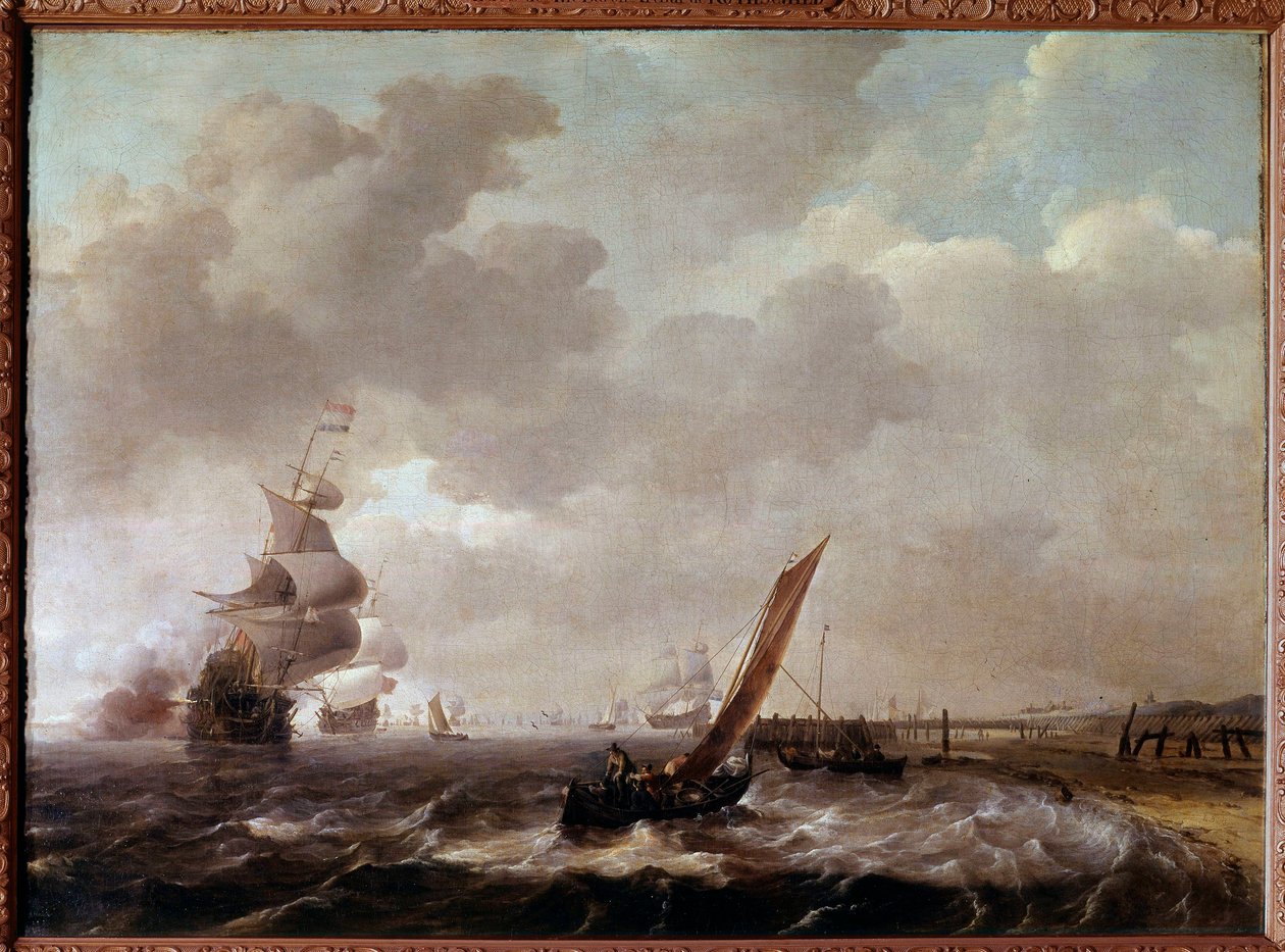 Havet ved Helder i Holland Maleri af Ludolf Backhuysen (1631-1708) af Ludolf I Backhuysen