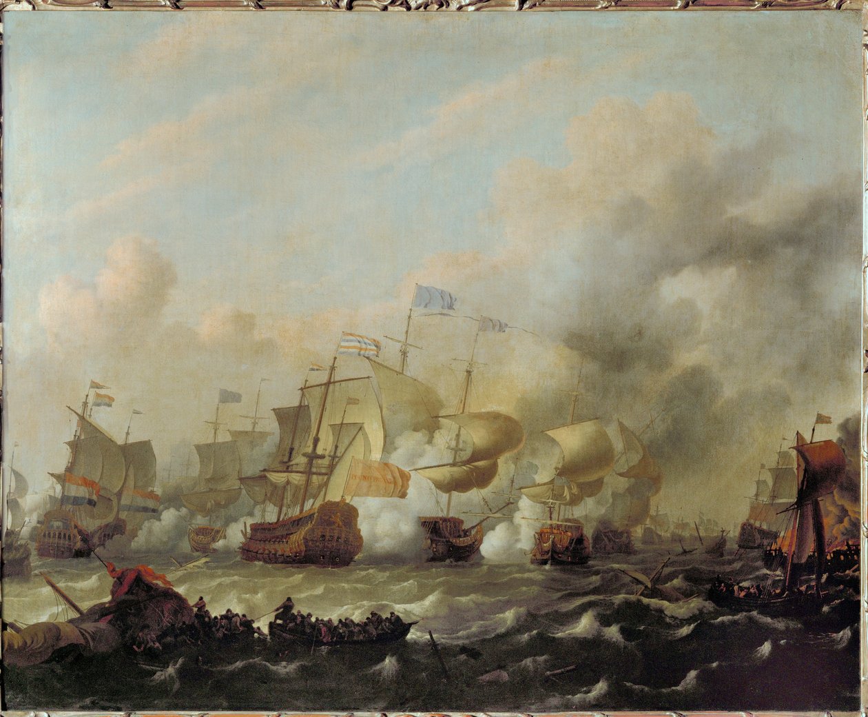 Sidste søslag i den hollandsk-engelske krig ... (maleri på lærred) af Ludolf I Backhuyzen