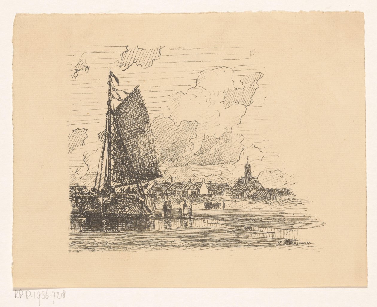 Bomschuit på stranden i Noordwijk aan Zee af Ludolph Berkemeier (signed by artist)
