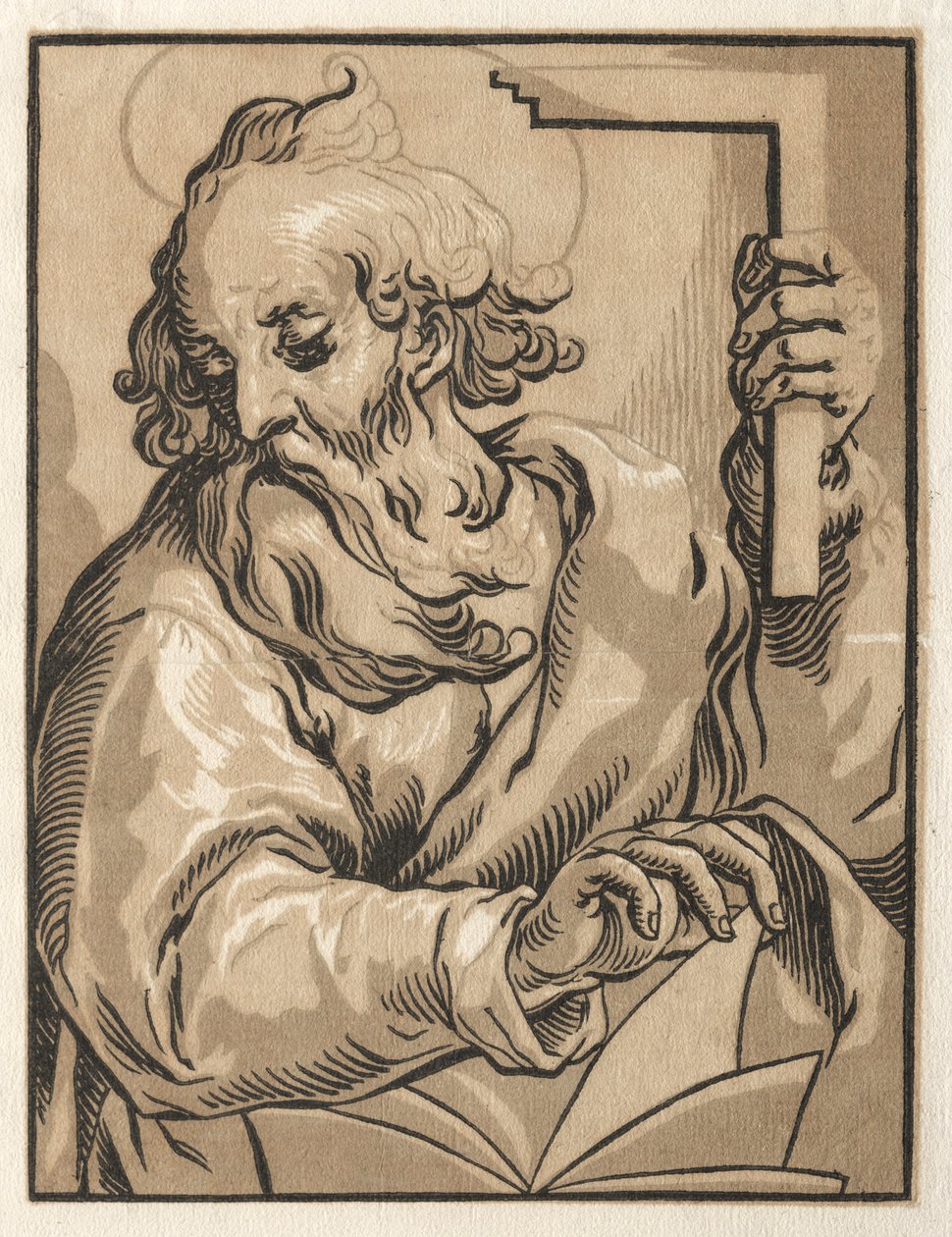 Kristus og apostlene: Sankt Thomas med pladsen, 1600-tallet. af Ludolph Büsinck