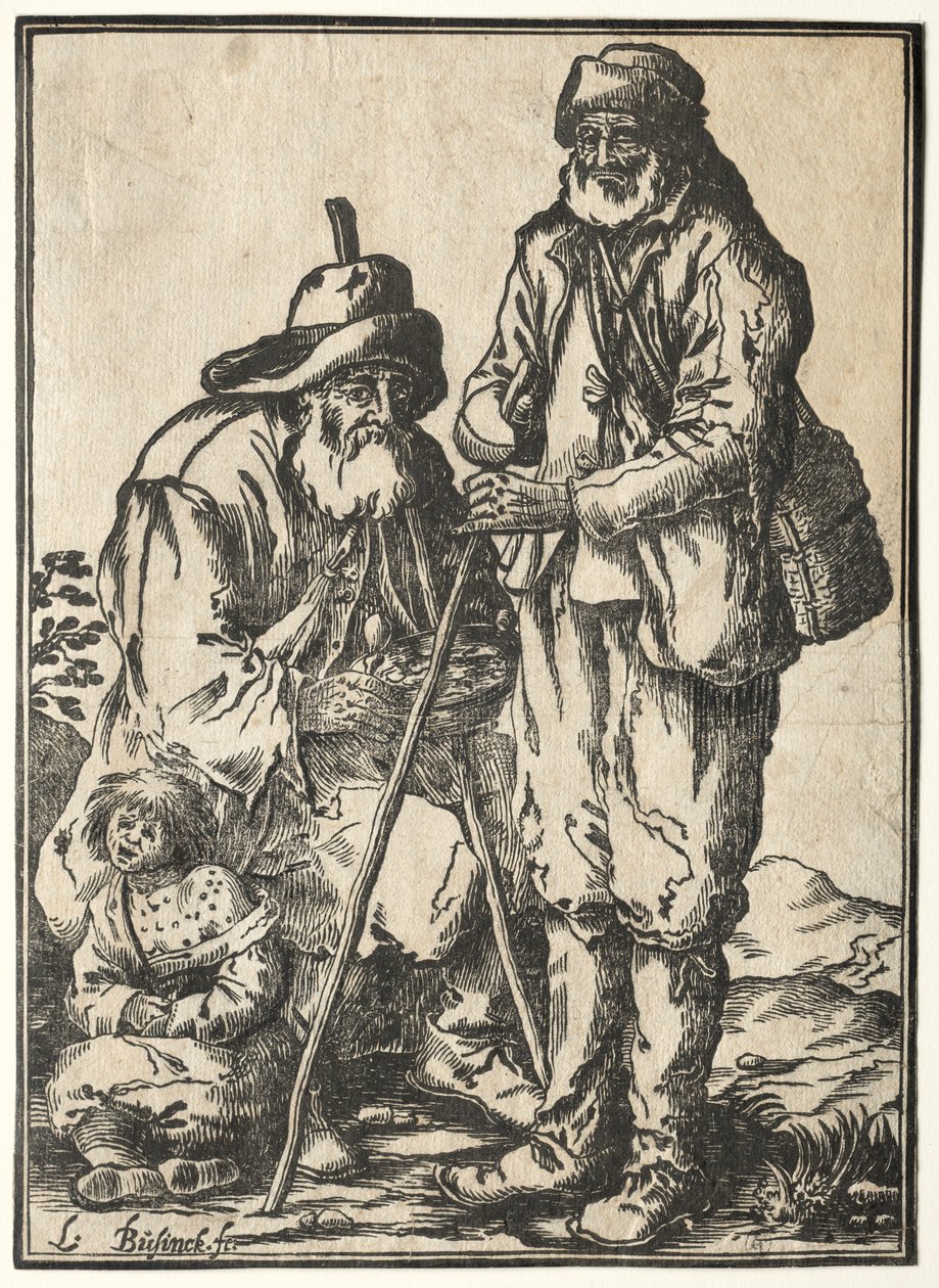 To Tiggere og Spedalsk Barn. af Ludolph Büsinck