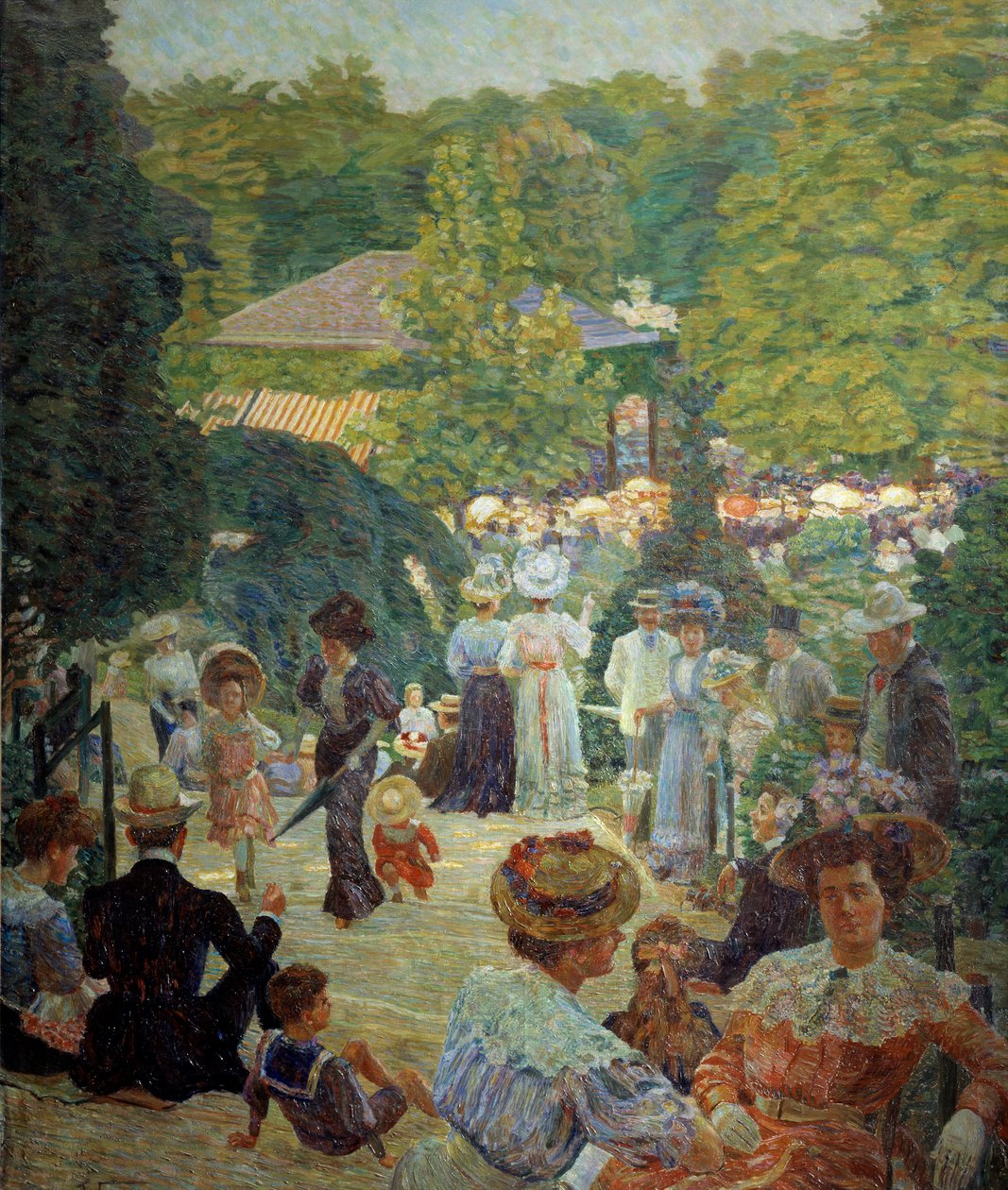 Parc Montsouris fra kiosken har musik i 1900. Maleri af Ludovic Vallee (1864 - 1939) af Ludovic Vallee