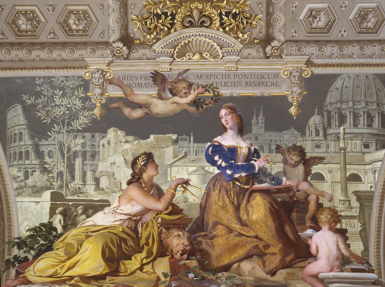 Detalje af loftet i kandelabergalleriet af Ludovico Seitz