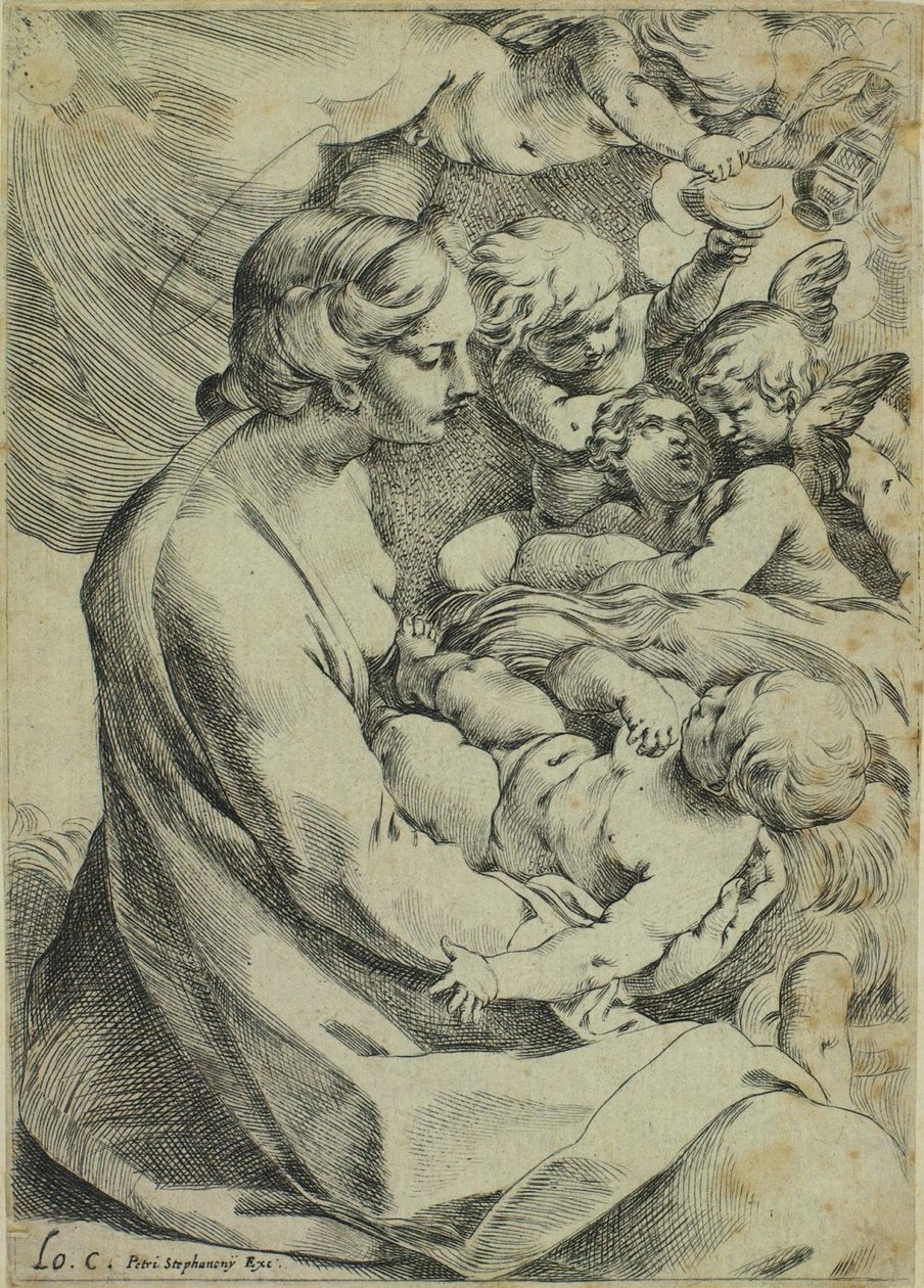 Jomfru og barn omgivet af engle af Ludovico Carracci
