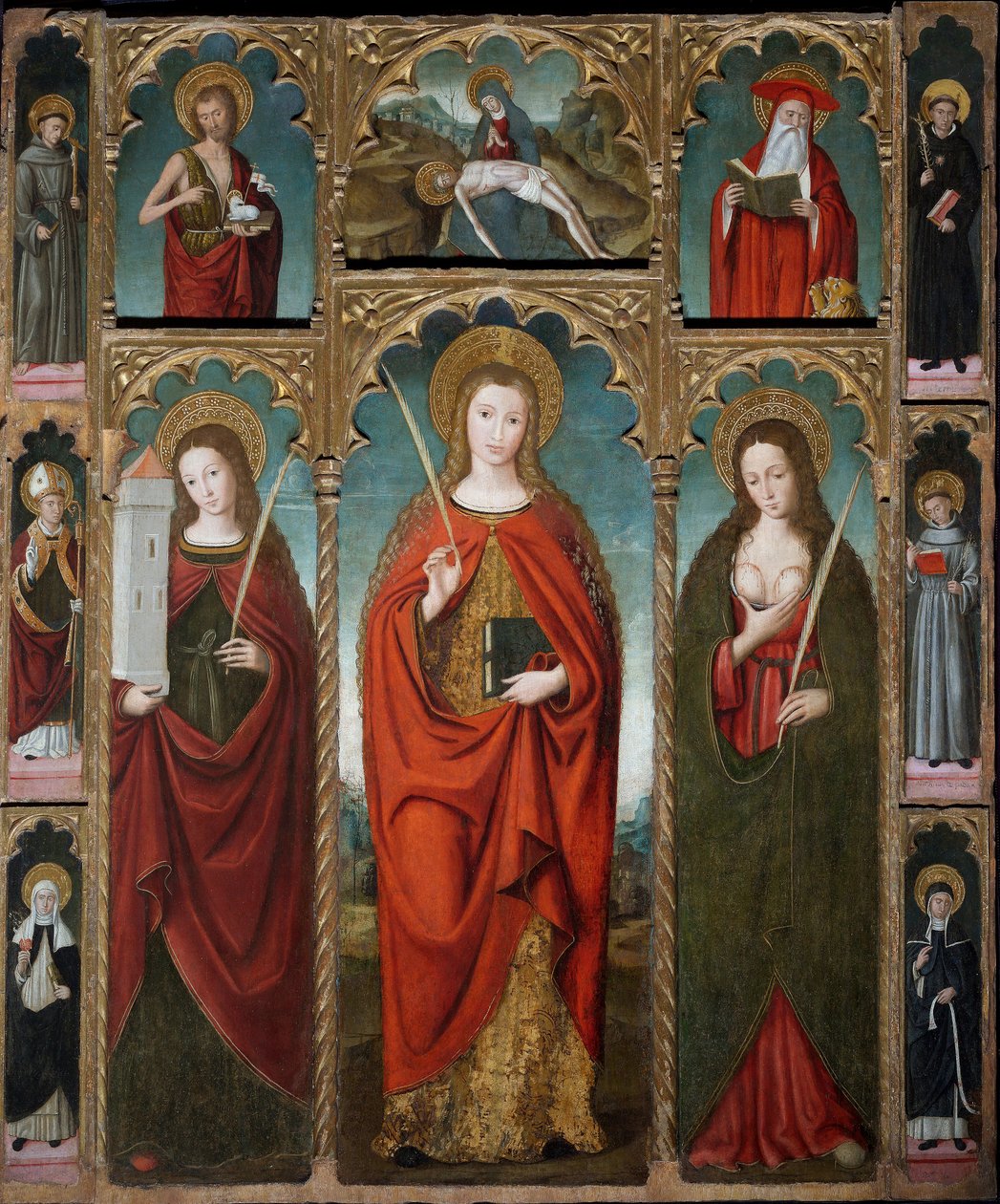 Polyptykon af Sankt Devota, ca. 1517 (tempera på panel) af Ludovico Brea