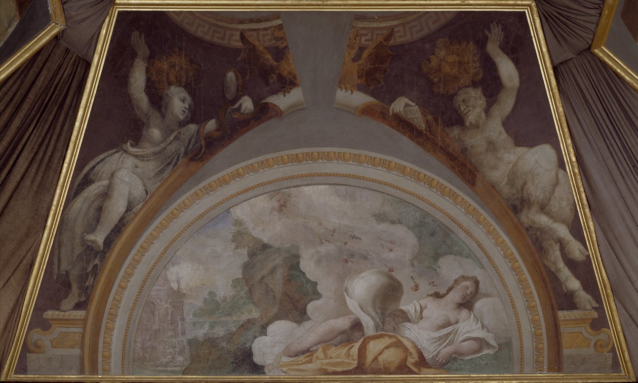 Psyche bliver båret bort af Zephyrus til Amors Palads af Ludovico Cardi