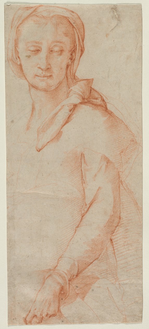 Halv-længde figurstudie af en kvinde, 1500-tallet. af Ludovico Cardi Cigoli