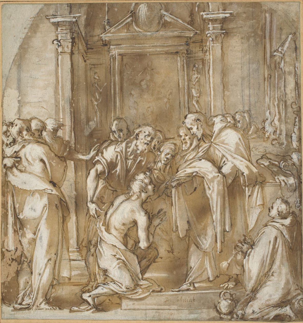 Saint Vincent Ferrer tager sine klæder af Ludovico Cardi called Cigoli