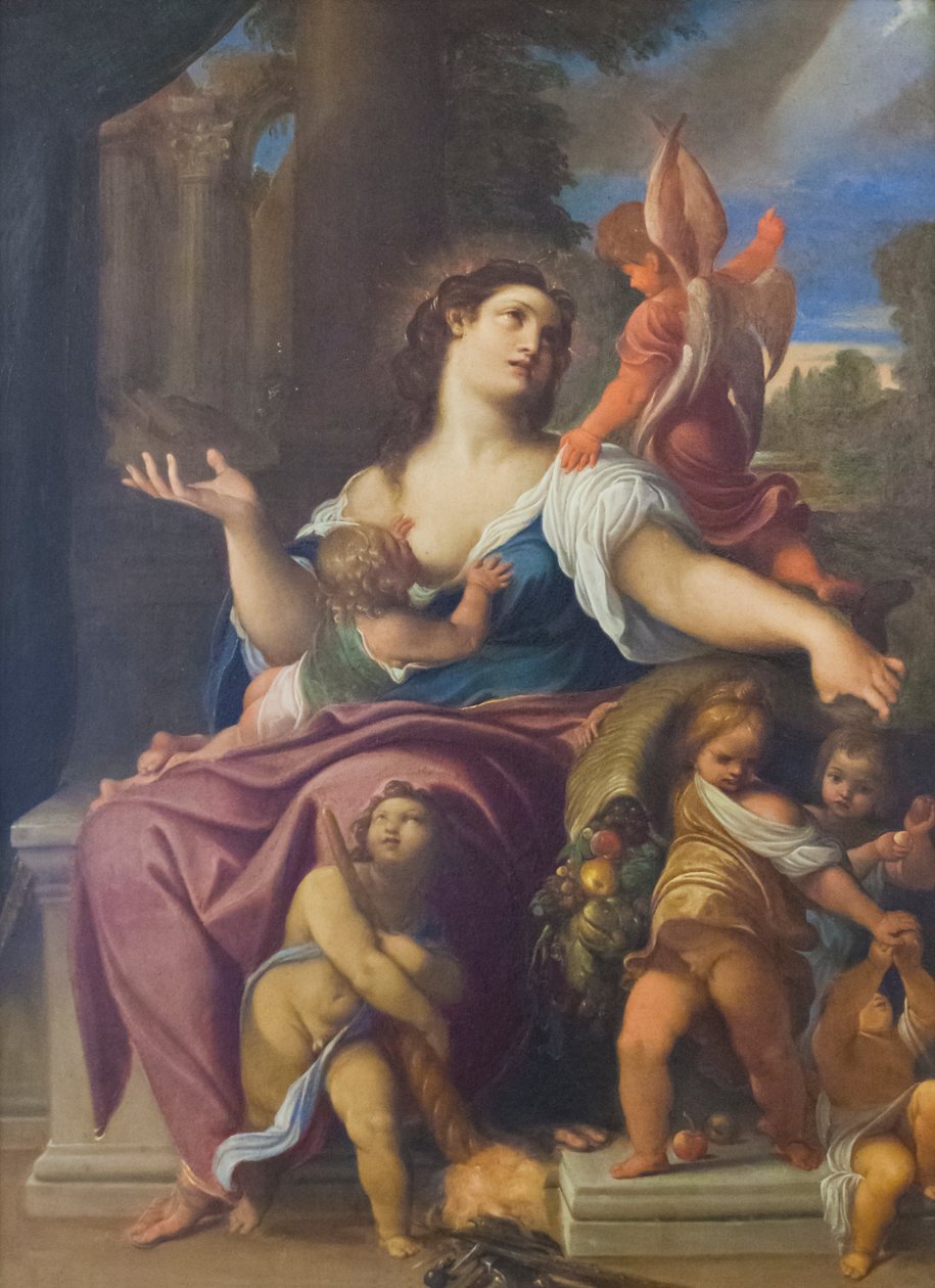 Charity (olie på lærred) af Ludovico Carracci
